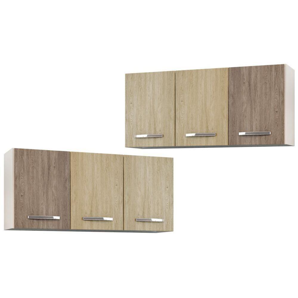 Kit 2 Armários Aéreos De Cozinha Honduras 120cm 3 Portas - Lumil Móveis Branco-castanho - 3
