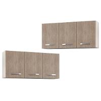 Kit 2 Armários Aéreos De Cozinha Honduras 120cm 3 Portas - Lumil Móveis Branco-castanho - 2