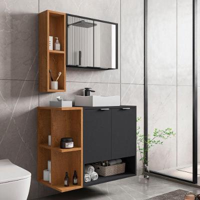 Gabinete Com Cuba E Espelheira Ibiza Preto Naturalle Bechara Preto Com Naturalle