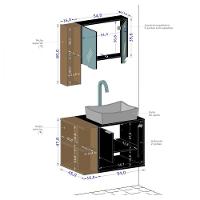 Gabinete Com Cuba E Espelheira Ibiza Preto Naturalle Bechara Preto Com Naturalle - 4
