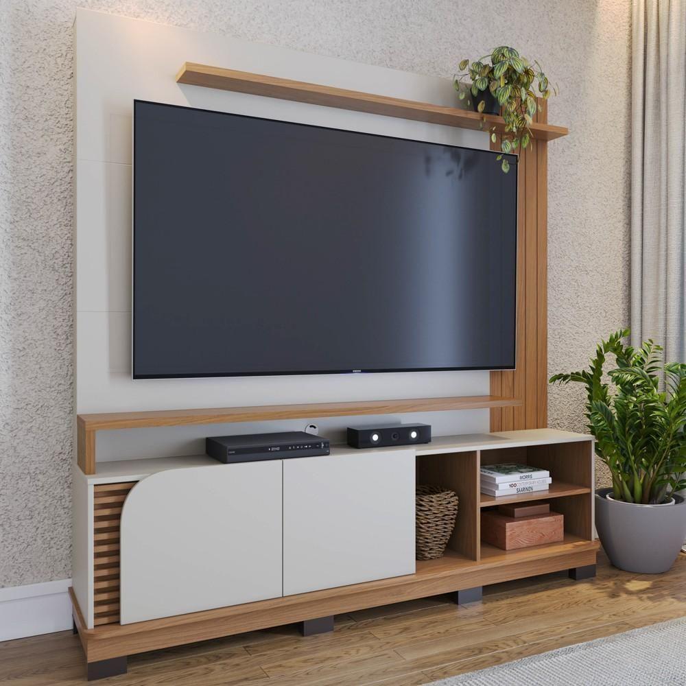 Estante Painel Para Tv 75 Pol Madrid C05 Off White Matte-freijó - Mpozenato - 2