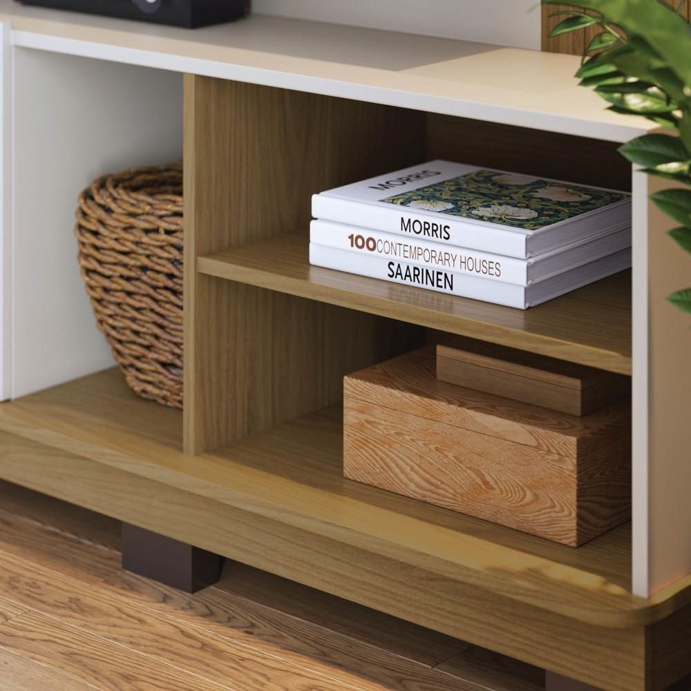 Estante Painel Para Tv 75 Pol Madrid C05 Off White Matte-freijó - Mpozenato - 6