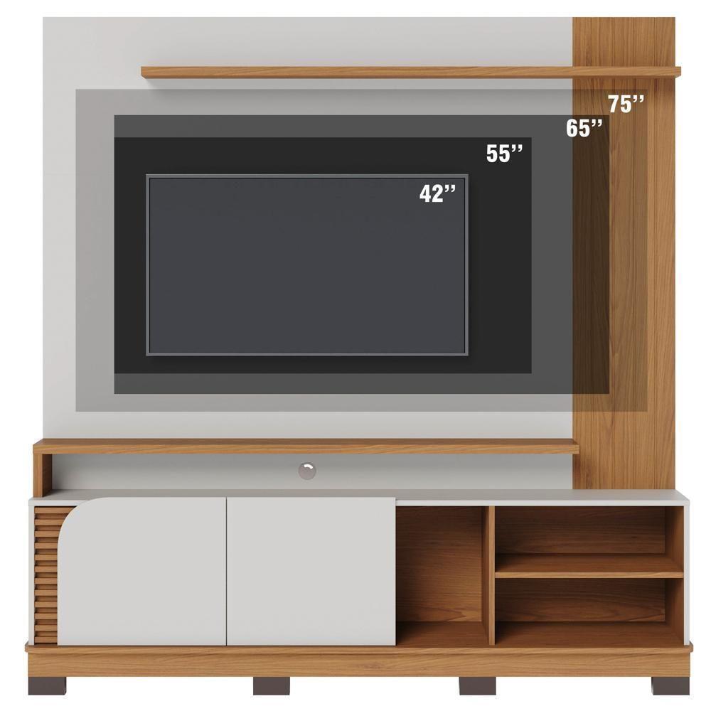 Estante Painel Para Tv 75 Pol Madrid C05 Off White Matte-freijó - Mpozenato - 8