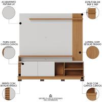 Estante Painel Para Tv 75 Pol Madrid C05 Off White Matte-freijó - Mpozenato - 3