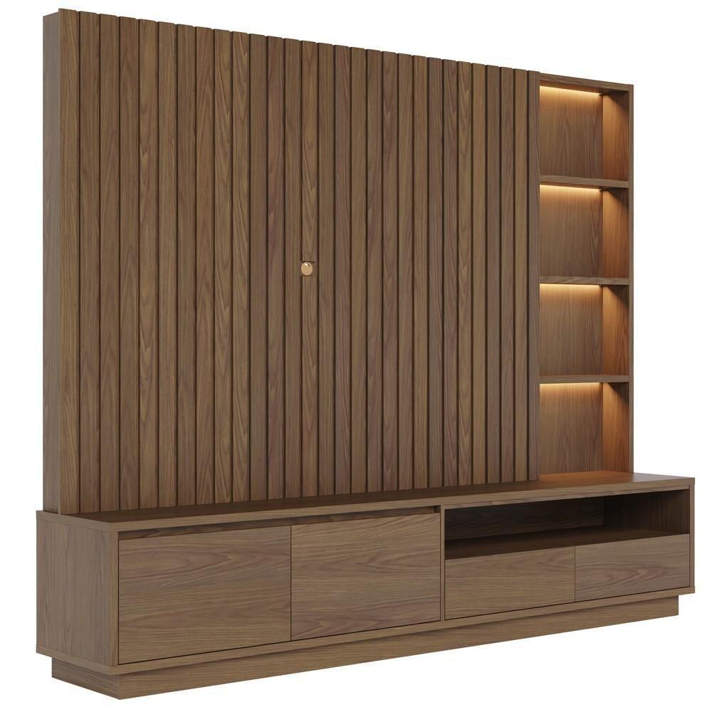 Estante Painel Para Tv 82 Pol 240cm Com Led Hawai C05 Amêndoa - Mpozenato - 8