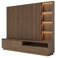 Estante Painel Para Tv 82 Pol 240cm Com Led Hawai C05 Amêndoa - Mpozenato - 1