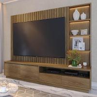 Estante Painel Para Tv 82 Pol 240cm Com Led Hawai C05 Amêndoa - Mpozenato - 2