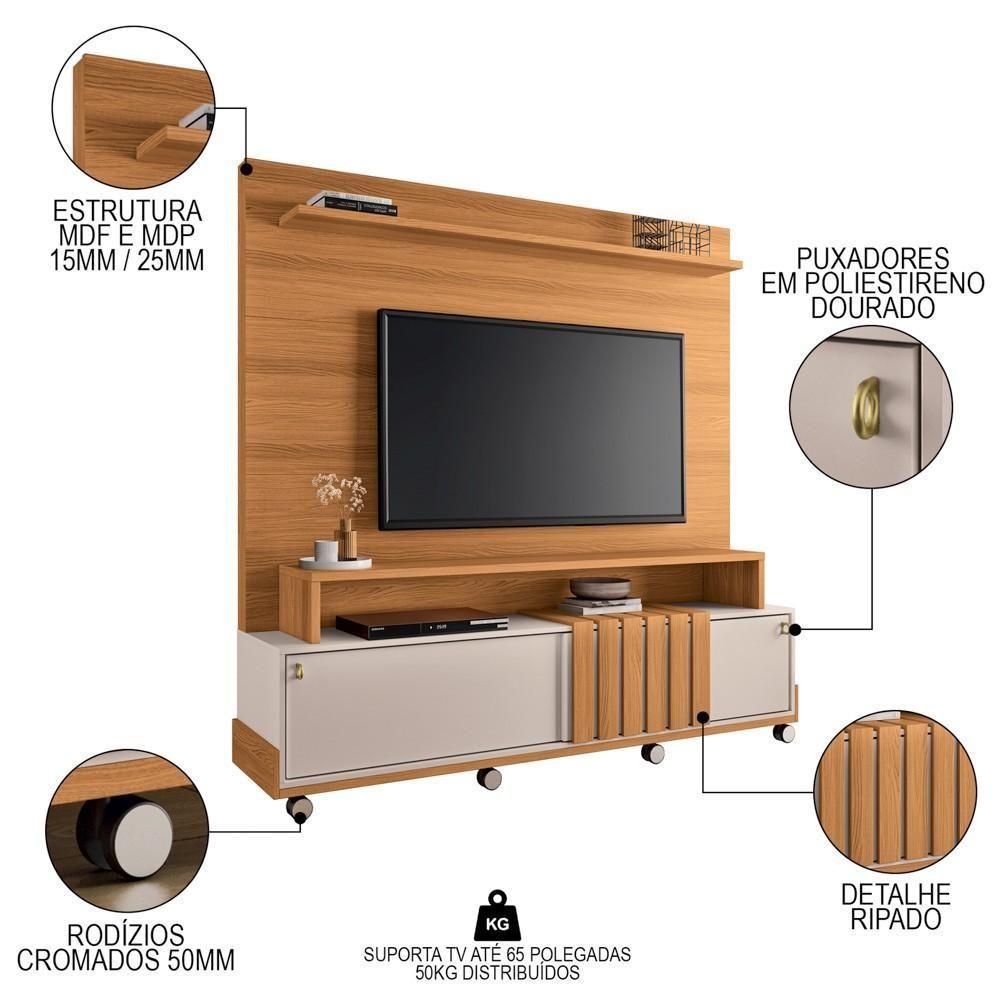 Estante Painel Para Tv 65 Pol 180cm 2 Portas Cloe H01 Off White-cinamomo - Mpozenato - 3
