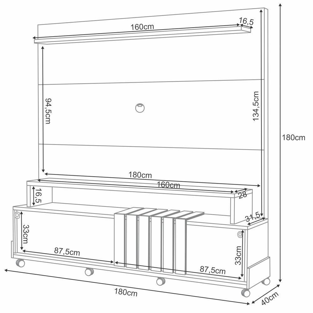 Estante Painel Para Tv 65 Pol 180cm 2 Portas Cloe H01 Off White-cinamomo - Mpozenato - 4