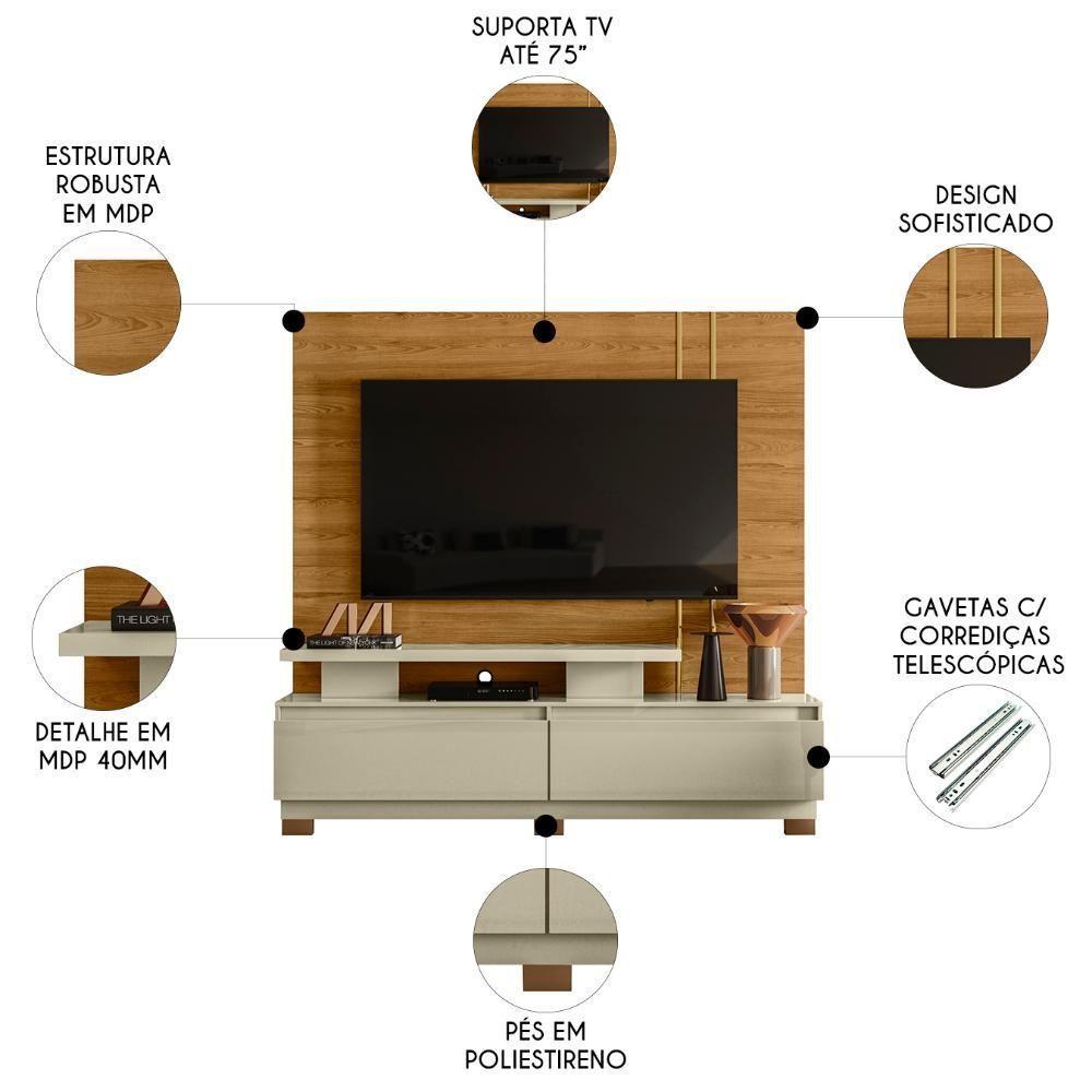 Estante Painel Para Tv 75 Pol 183cm Luara Z10 Cumaru-opala - Mpozenato - 3