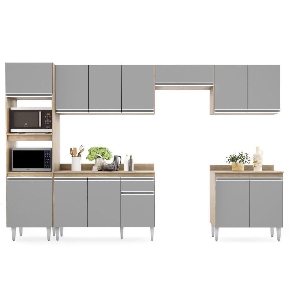 Cozinha Modulada 6 Módulos Composição 8 Castanho-cinza - Lumil Móveis - 1