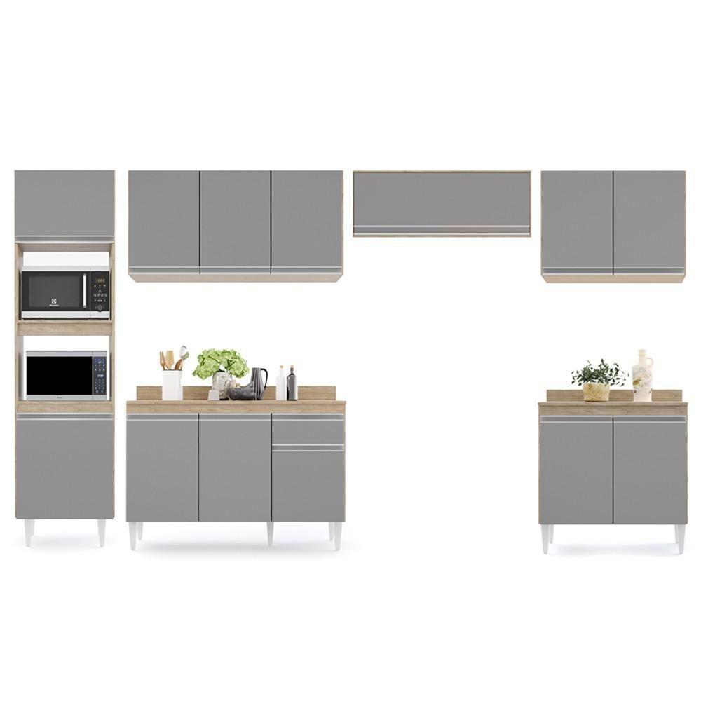 Cozinha Modulada 6 Módulos Composição 8 Castanho-cinza - Lumil Móveis - 7