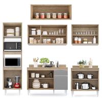 Cozinha Modulada 6 Módulos Composição 8 Castanho-cinza - Lumil Móveis - 6