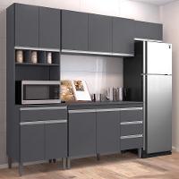 Cozinha Modulada 4 Peças Balcão Com Tampo 120cm Andréia Cinza- Ajl Móveis - 2