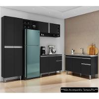 Cozinha Compacta Vanessa E Balcão Gabinete Sem Tampo Tatiane 120cm Preto - Ajl Móveis - 2