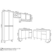 Cozinha Compacta Vanessa E Balcão Gabinete Sem Tampo Tatiane 120cm Preto - Ajl Móveis