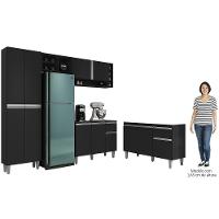 Cozinha Compacta Vanessa E Balcão Gabinete Sem Tampo Tatiane 120cm Preto - Ajl Móveis - 5