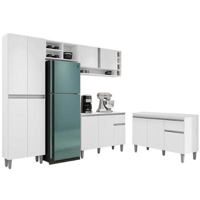 Cozinha Compacta Vanessa E Balcão Gabinete Com Tampo Tatiane 120cm Branco - Ajl Móveis