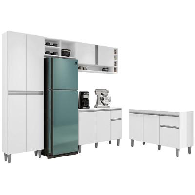 Cozinha Compacta Vanessa E Balcão Gabinete Sem Tampo Tatiane 120cm Branco - Ajl Móveis