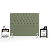 Cabeceira Casal Queen 160cm Cristal Boucle Oliva E 2 Mesas Laterais Plaza Lc1 Preto - Mpozenato - 8