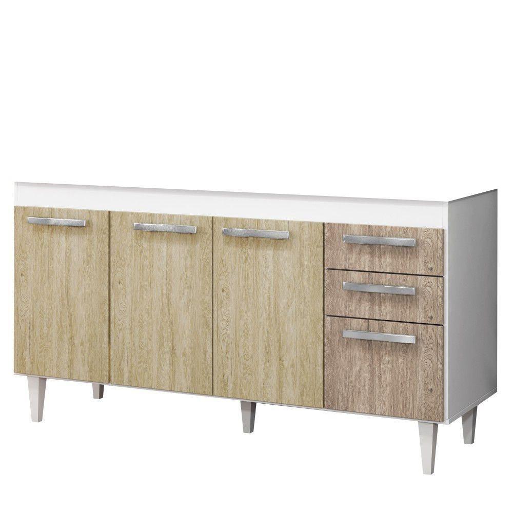 Balcão Gabinete Para Pia 150cm Sem Tampo Lisboa - Lumil Branco - 2