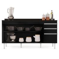 Balcão Gabinete Para Pia Com Tampo 160cm Arkansas Preto - Lumil - 7