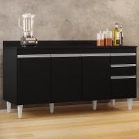 Balcão Gabinete Para Pia Com Tampo 160cm Arkansas Preto - Lumil - 8