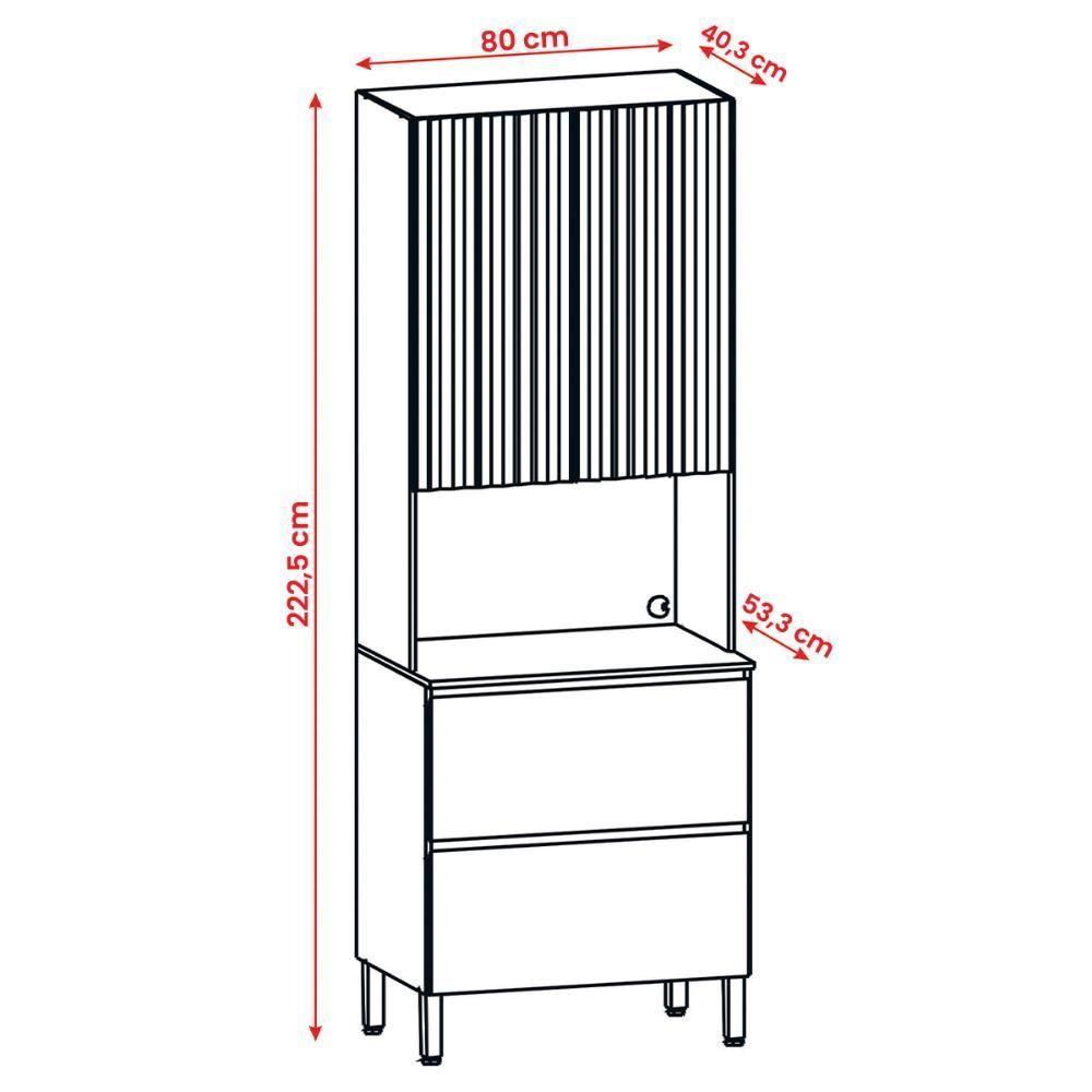 Paneleiro Art Com 3 Portas E 1 Gaveta Freijó Ártico Riscatto - 4