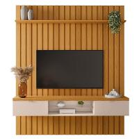 Painel Ripado Para Tv Com Bancada Suspensa 180cm Illusiê H01 Cinamomo-off White - Mpozenato - 1