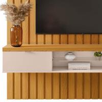 Painel Ripado Para Tv Com Bancada Suspensa 180cm Illusiê H01 Cinamomo-off White - Mpozenato - 3