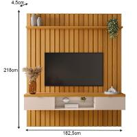 Painel Ripado Para Tv Com Bancada Suspensa 180cm Illusiê H01 Cinamomo-off White - Mpozenato