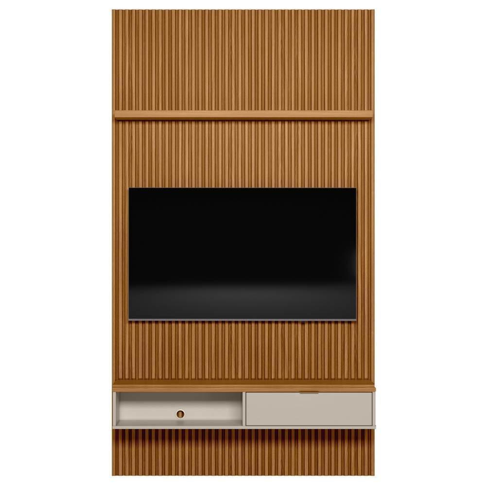 Painel Ripado Para Tv 60 Pol. Com Bancada 141cm Prime Plus L06 Nature-off White - Mpozenato - 1