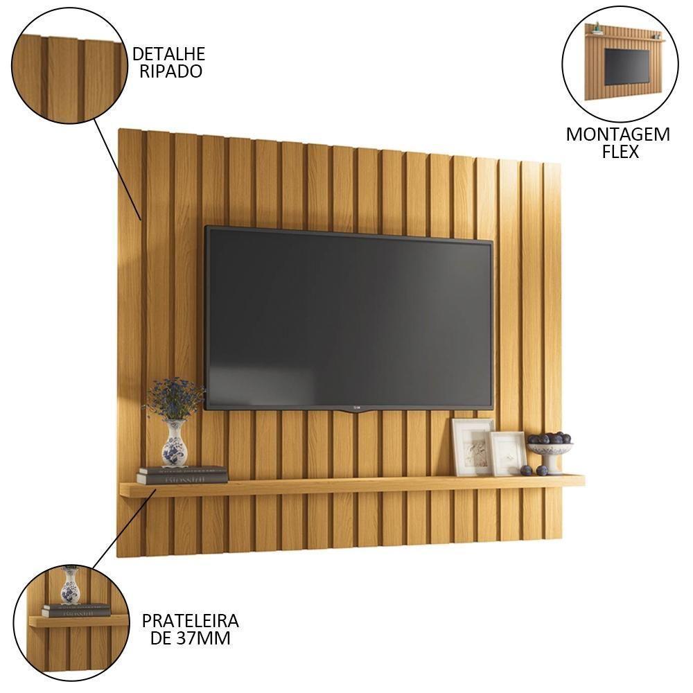 Painel Para Tv Suspenso Ripado 60 Pol. 160cm Like H01 Cinamomo - Mpozenato - 3