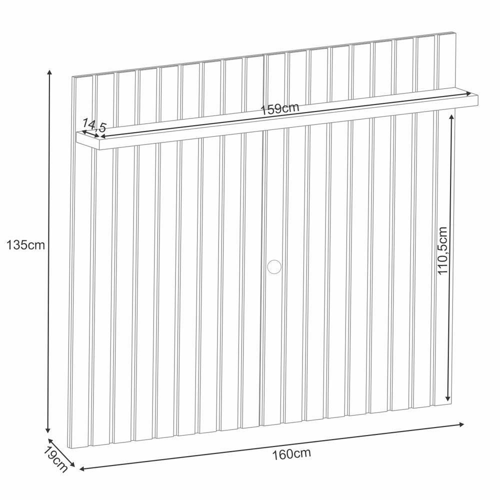 Painel Para Tv Suspenso Ripado 60 Pol. 160cm Like H01 Cinamomo - Mpozenato - 4