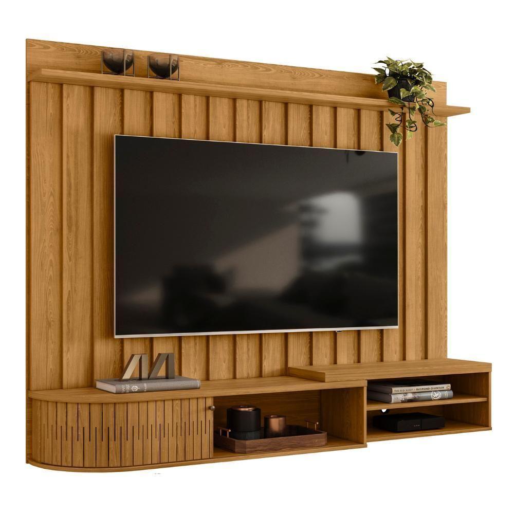 Painel Tv 75 Pol E Bancada Suspensa Emília Z10 Cumaru - Mpozenato - 1