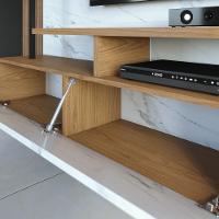 Painel Para Tv 58 Pol Com Bancada Goiás C05 Calacatta-freijó-branco Neve - Mpozenato - 2