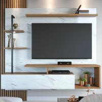 Painel Para Tv 58 Pol Com Bancada Goiás C05 Calacatta-freijó-branco Neve - Mpozenato - 3