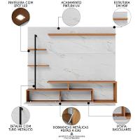Painel Para Tv 58 Pol Com Bancada Goiás C05 Calacatta-freijó-branco Neve - Mpozenato