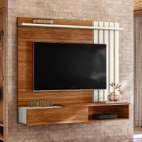 Painel Home Suspenso Vegas 1.6 Com Ripado E 1 Porta 160 Cm Cinamomo Perola Metalizado - 2