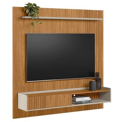 Painel Para Tv 65 Pol Com Bancada Suspensa 160cm Luke L06 Nature-off White - Mpozenato