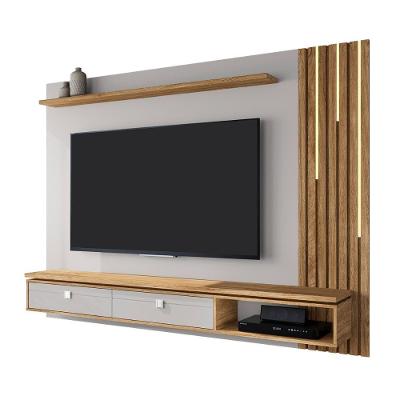 Painel Hanover Para Tv Até 75 Polegadas Com Fita De Led Off White Cinamomo