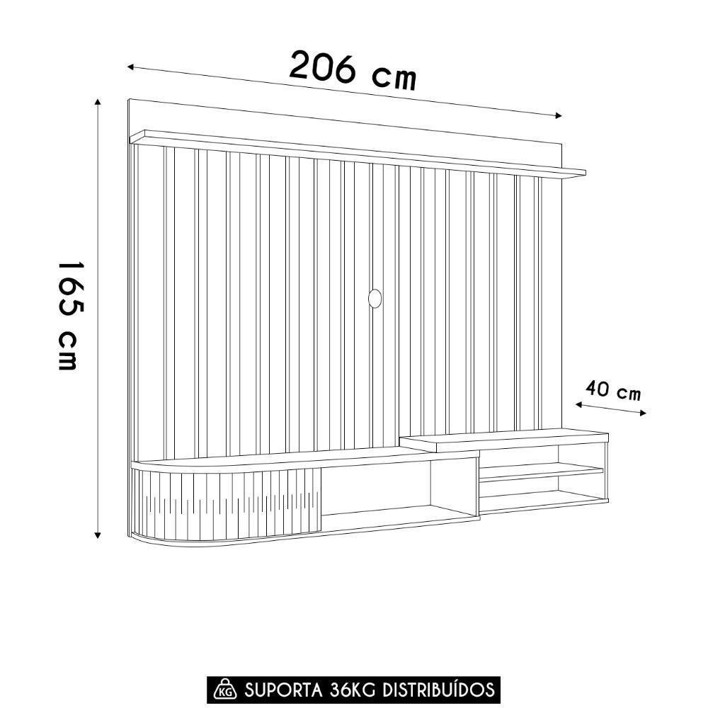 Painel Tv 75 Pol E Bancada Suspensa Emília Z10 Off-cinamomo - Mpozenato - 4