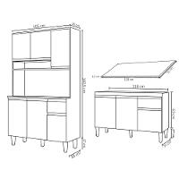 Cozinha Compacta Márcia E Balcão Gabinete Com Tampo Tatiane 120cm Preto - Ajl Móveis