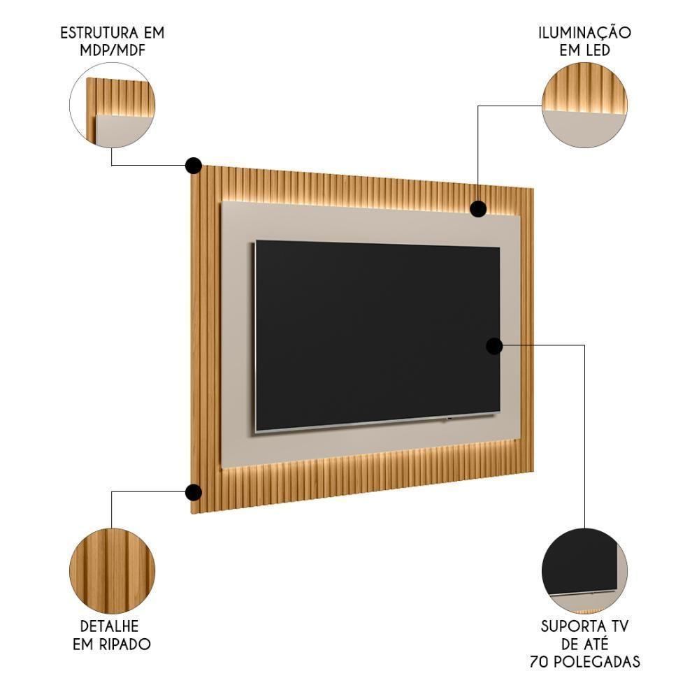 Painel Para Tv Suspenso 70 Pol 220cm Real L06 Tauari-off White Fosco - Mpozenato - 5