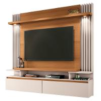 Painel Para Tv Suspenso 55 Pol. Ripado Khosmos H01 Off White-cinamomo - Mpozenato - 1