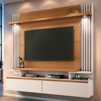 Painel Para Tv Suspenso 55 Pol. Ripado Khosmos H01 Off White-cinamomo - Mpozenato - 2