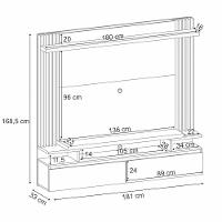Painel Para Tv Suspenso 55 Pol. Ripado Khosmos H01 Off White-cinamomo - Mpozenato