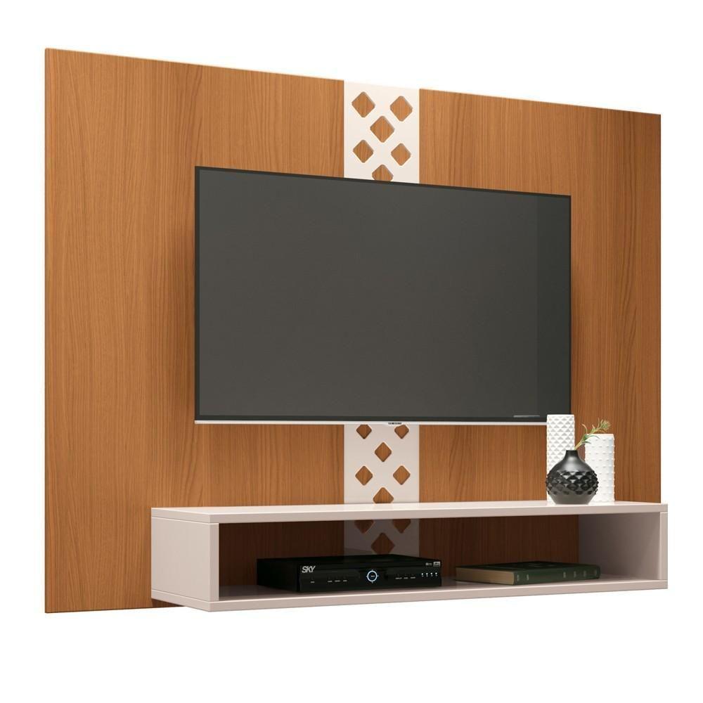Painel Para Tv Suspenso 47 Pol. Com Nicho Format H01 Off White-cinamomo - Mpozenato - 1