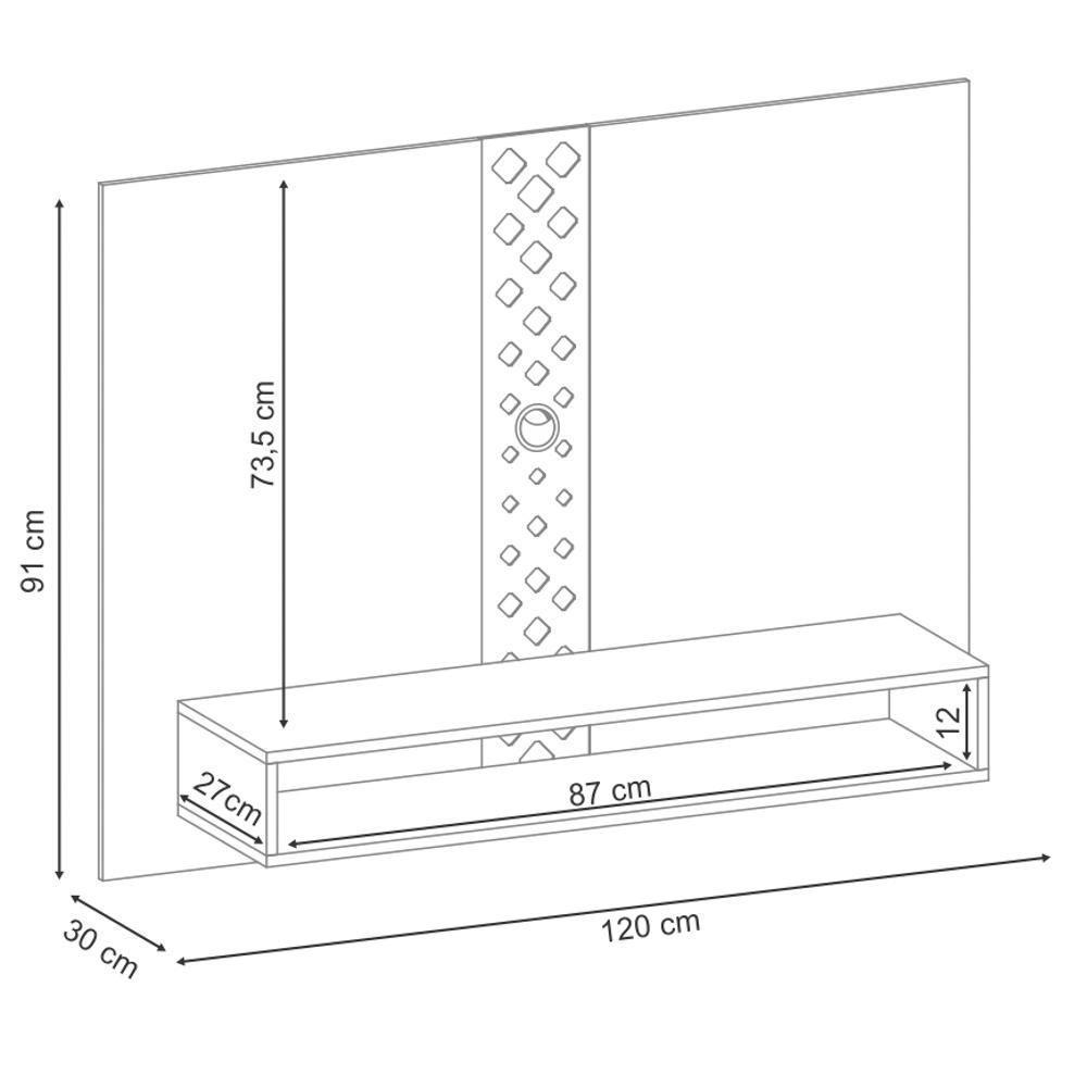 Painel Para Tv Suspenso 47 Pol. Com Nicho Format H01 Off White-cinamomo - Mpozenato - 4