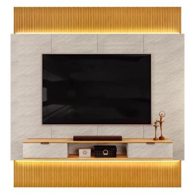 Painel Para Tv 85 Pol Canelado Extensível Piso Ao Teto D04 Quartzo-cedro - Mpozenato